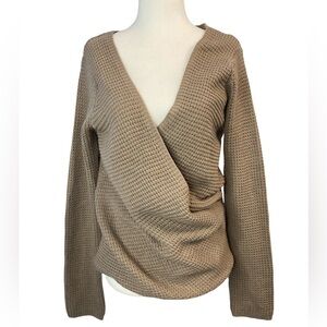 Seven Sisters Oatmeal Faux Wrap Sweater Lightweight Knit Sweater size m